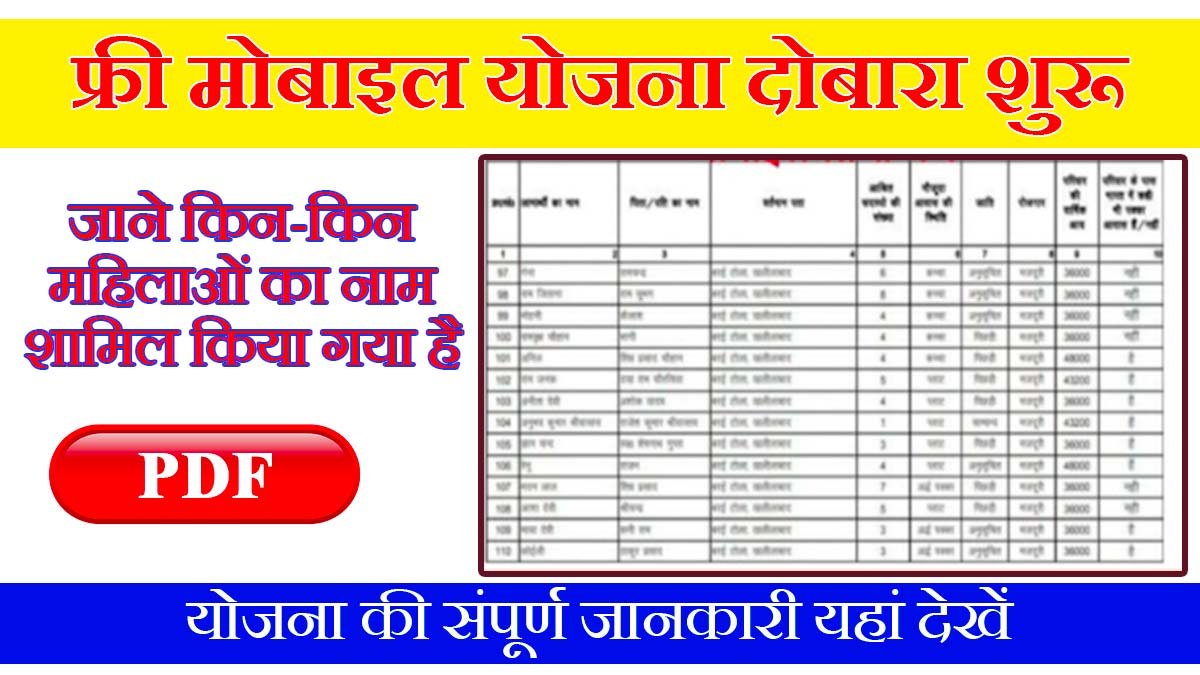 Rajasthan Free Mobile Yojana List